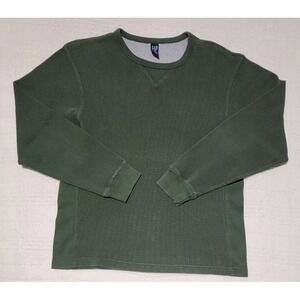 Vintage GAP Shirt Mens Large Green Thermal Waffle Knit Cotton Casual Tee